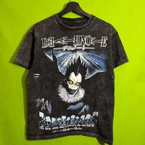 Death Note Ryuk Shinigami Anime Graphic T-Shirt Black Acid Wash Small